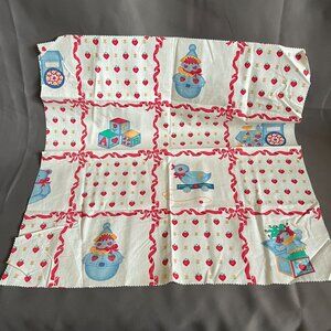 Vintage Baby-Themed Fabric Panel With Toys & Jack-In-The-Box Print Red & White B